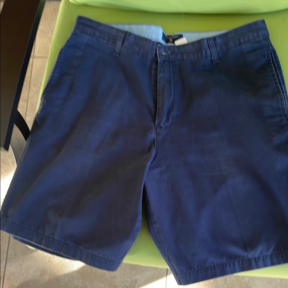 Blue Flat Front Casual Shorts